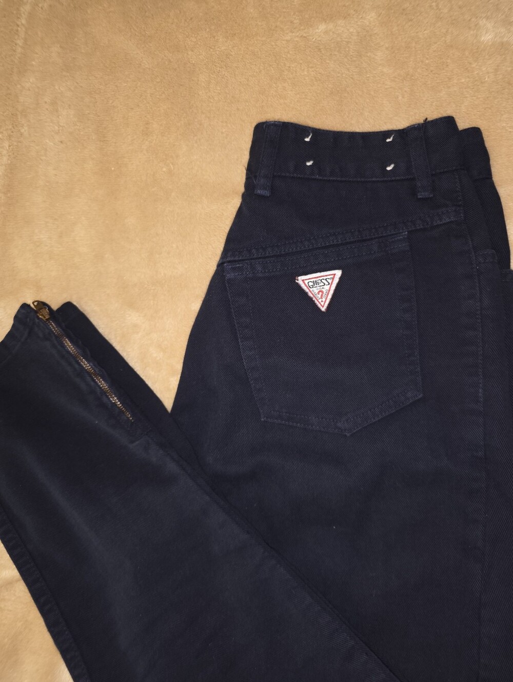 Vintage Guess 1980s High Rise Akle Zipper Dark Wash Jeans